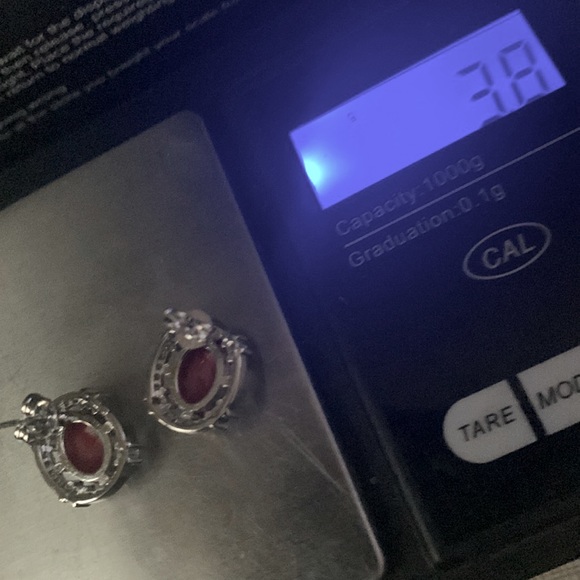 New classy stylish elegant artwork artisan Red Ruby Cz’s SS925 studs earrings - Picture 6 of 11